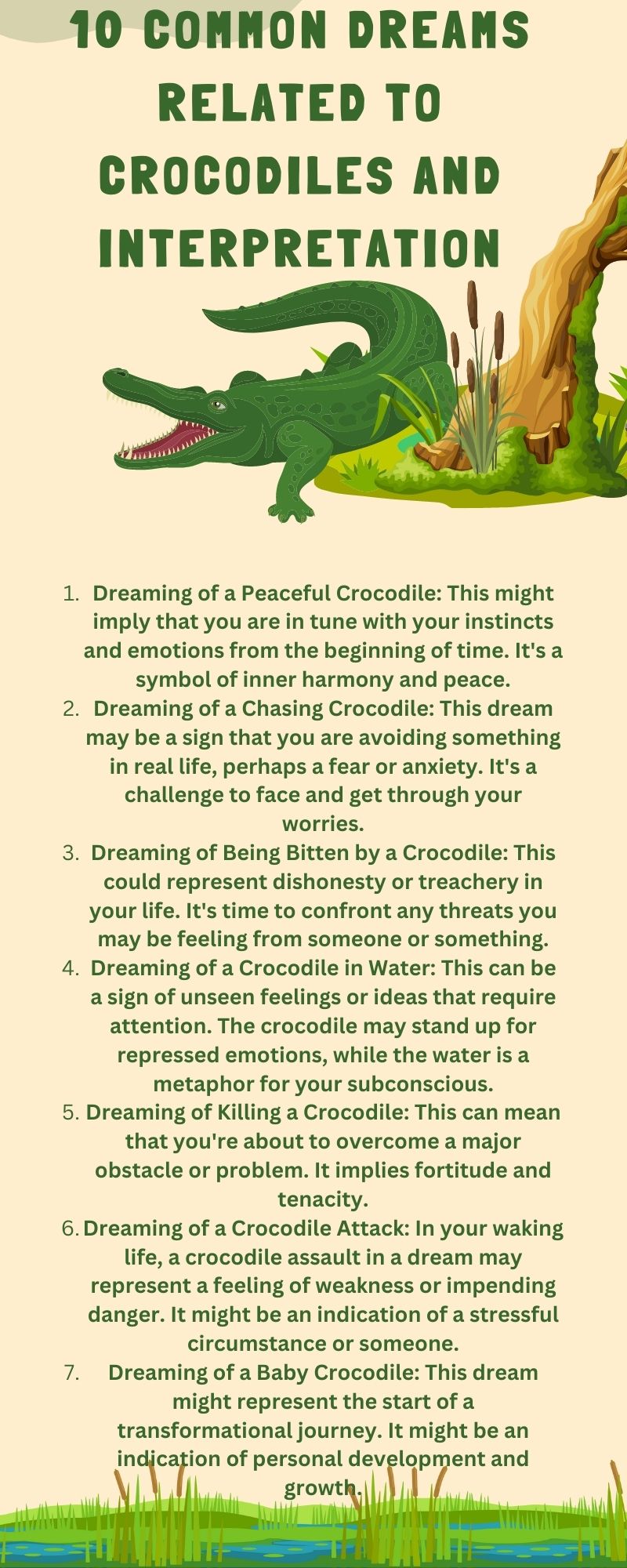 10 common dreams related to Crocodiles and interpretation